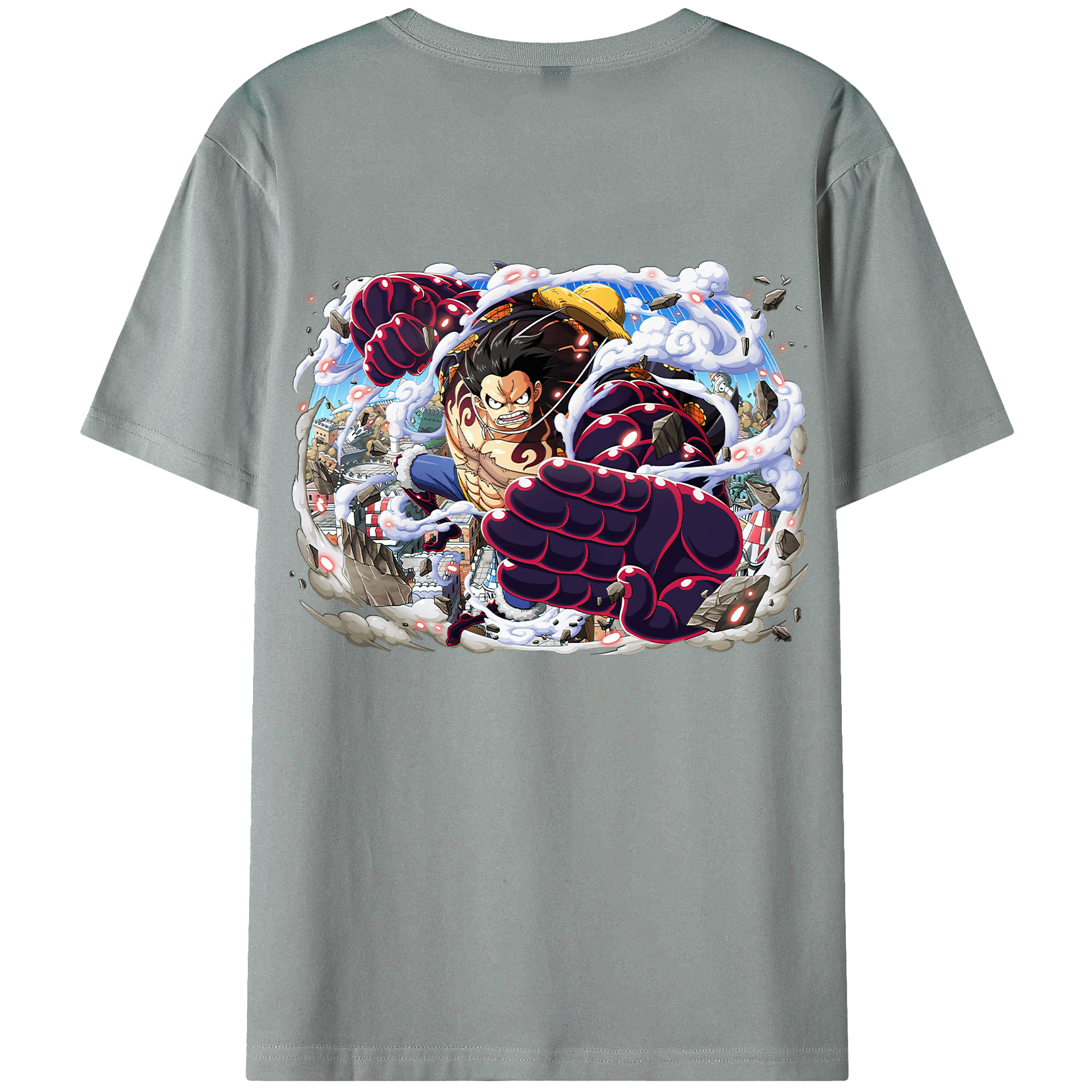 ワンピース モンキー・D・ルフィ ONE PIECE Monkey D. Luffy 綿100％ メンズ半袖Tシャツ（バックプリント） 通気性